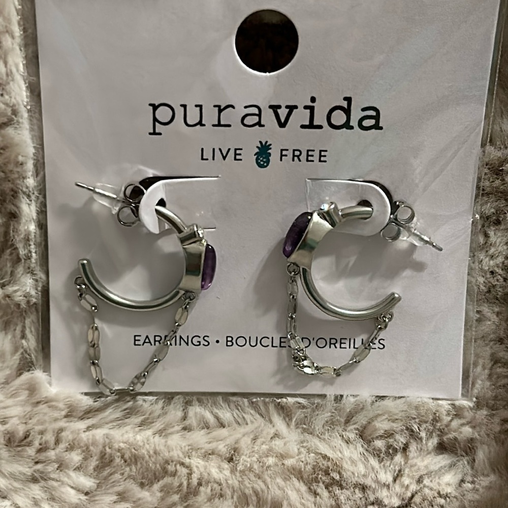 PuraVida Jewelry of the Month Club lavender earrings